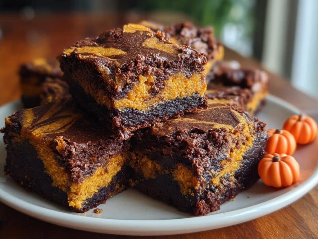 Halloween Vegan Pumpkin Brownies