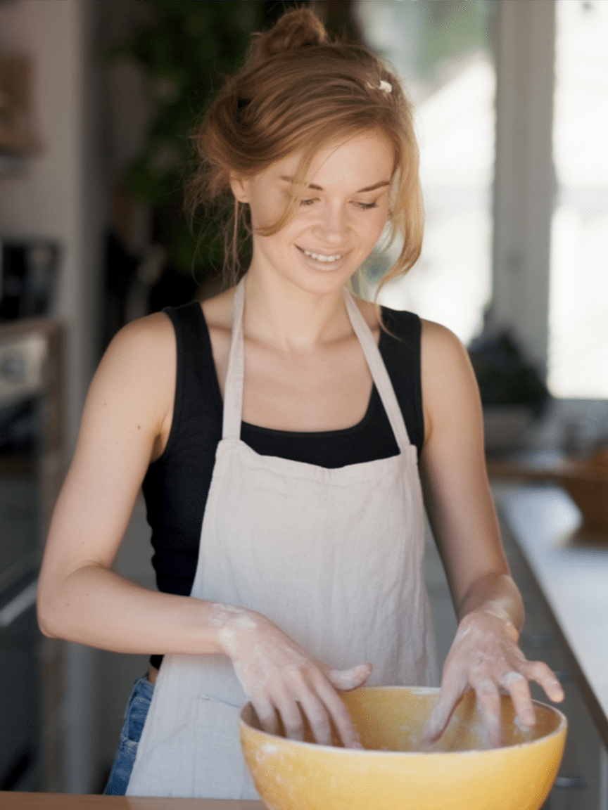 Woman mixing ingredients