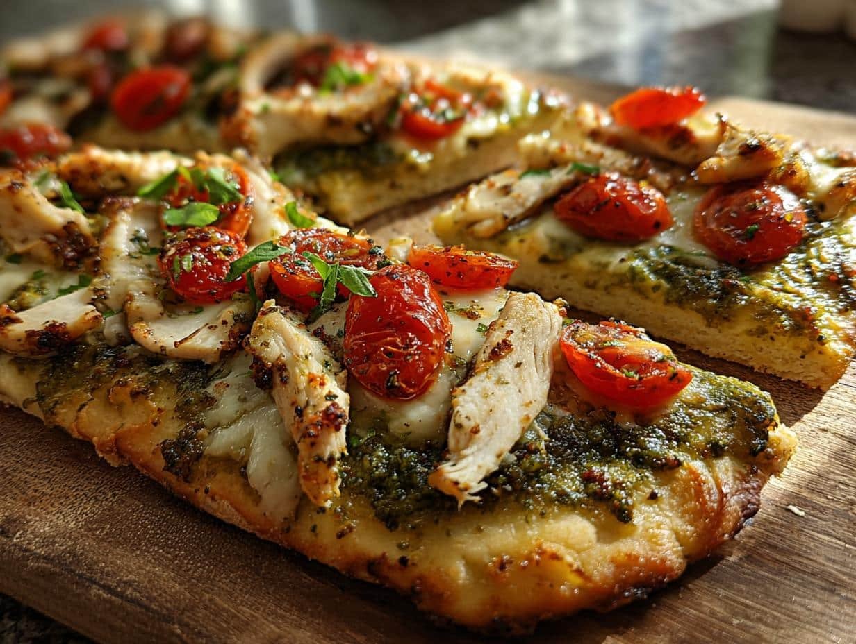 Amazing Chicken Pesto Flatbread in 8 mins - Chicken Pesto Flatbread - additional detail