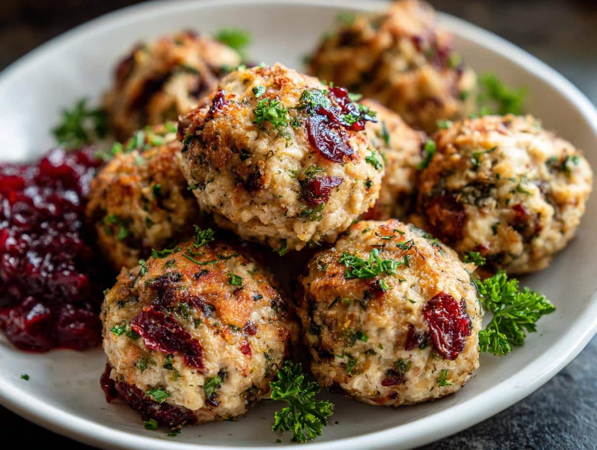 Cranberry Turkey Stuffing Balls: 10 Amazing Bites - Cranberry Turkey Stuffing Balls - additional detail