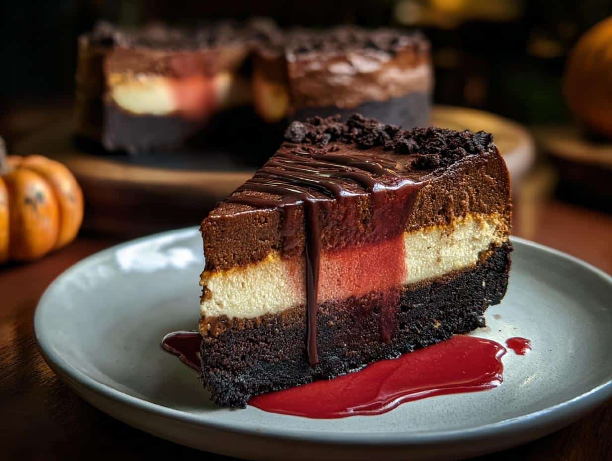 Halloween Black Velvet Cheesecake: Spooky Decadence - Halloween Black Velvet Cheesecake - additional detail