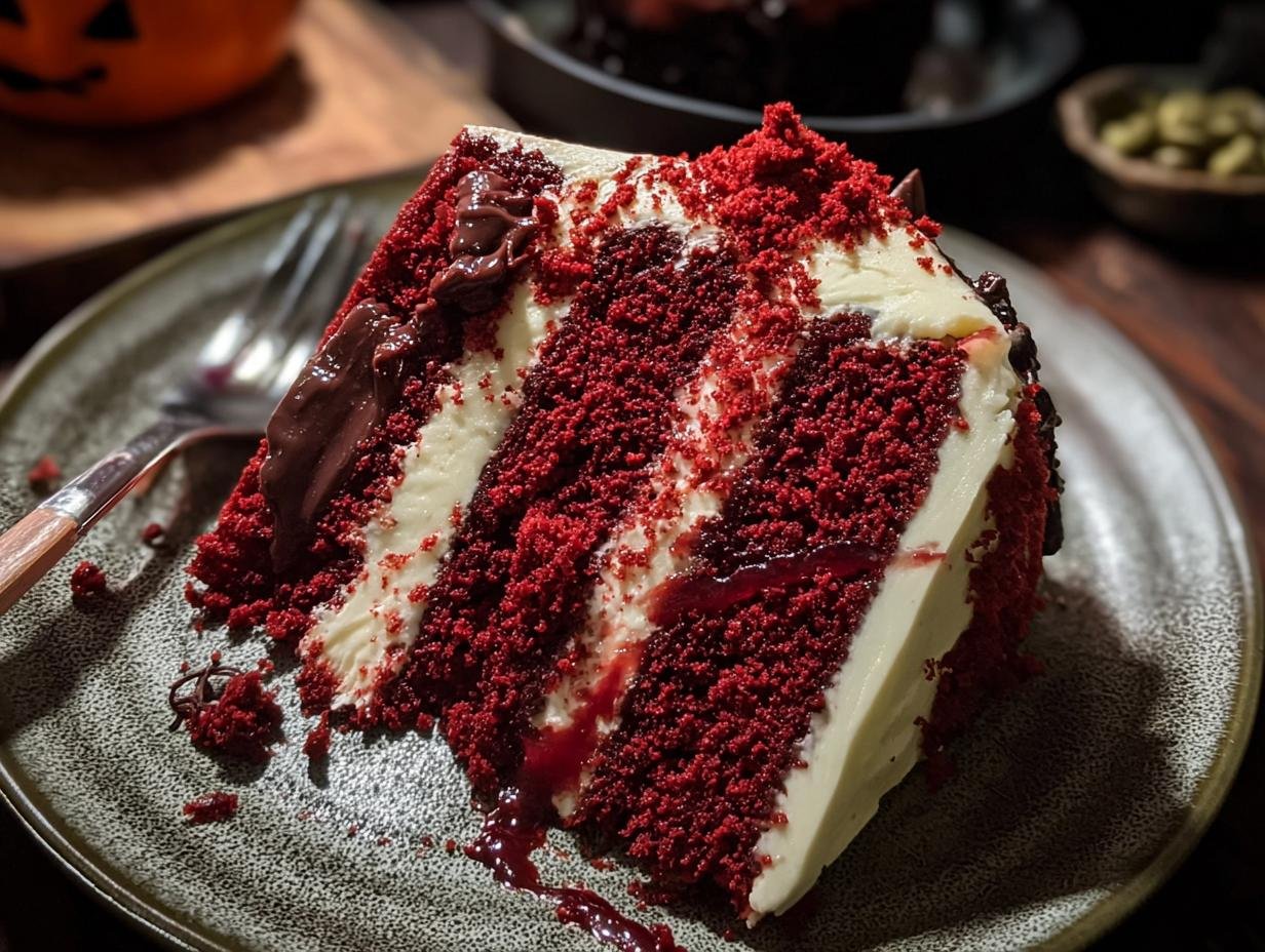 Halloween Red Velvet Cake: Terrifyingly Tasty Decadence - Halloween Red Velvet Cake - additional detail