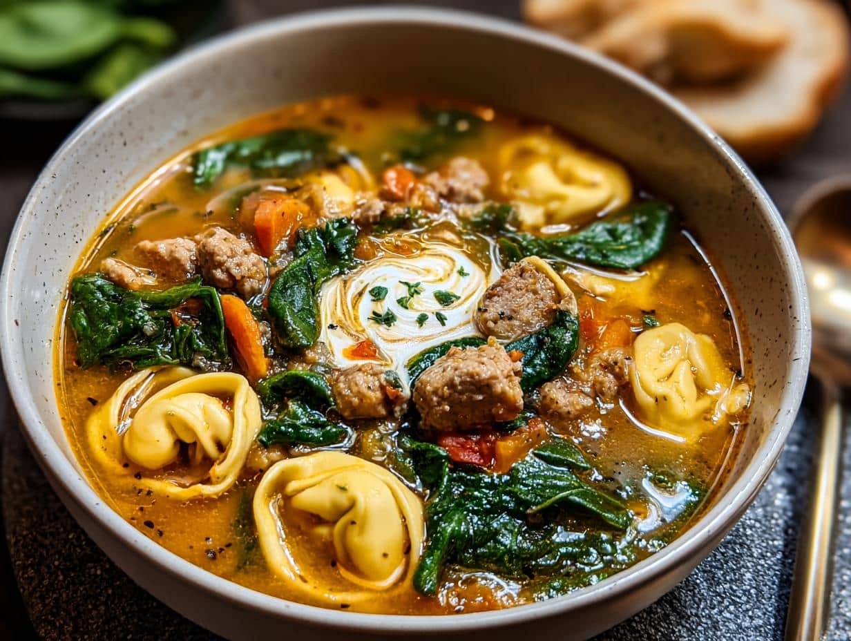 Italian Sausage Tortellini Soup: 1 Amazing Pot - Italian Sausage Tortellini Soup - additional detail