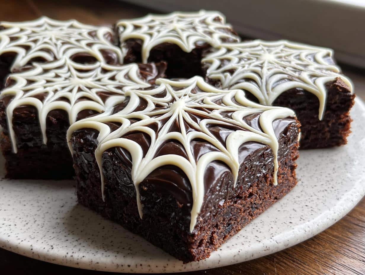 Spiderweb Brownies: 12 Fudgy Halloween Treats - Spiderweb Brownies - additional detail