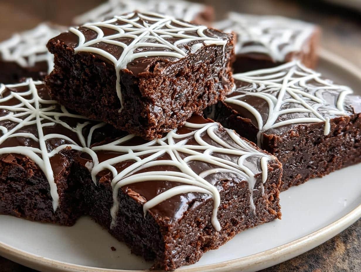Spiderweb Brownies: 12 Fudgy Halloween Treats - Spiderweb Brownies - additional detail