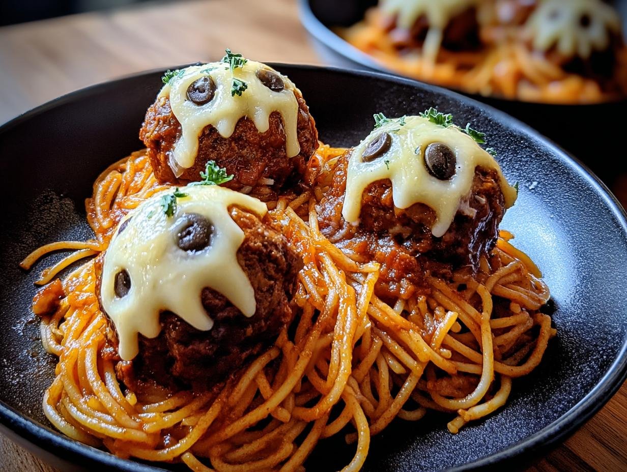 Spooky Spaghetti Cheesy Monster