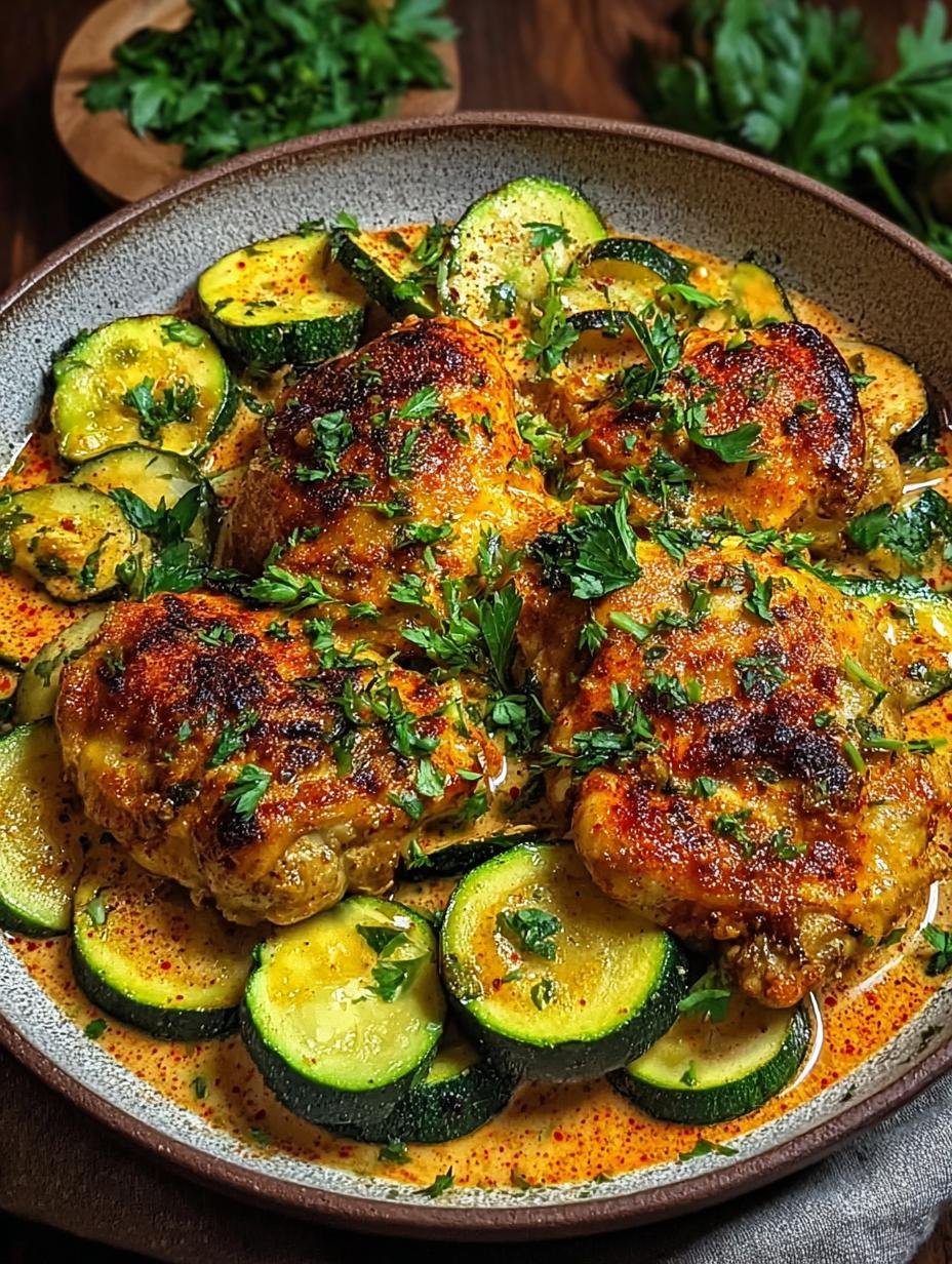 Close-up of Creamy Paprika Roasted Chicken sauce