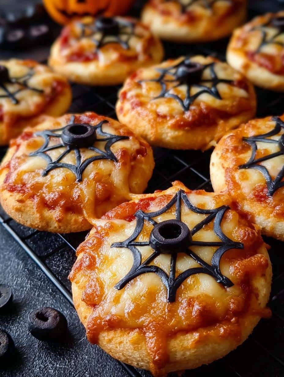 Spiderweb Pizza Bites: 10 Amazing Halloween Treats - Spiderweb Pizza Bites - additional detail