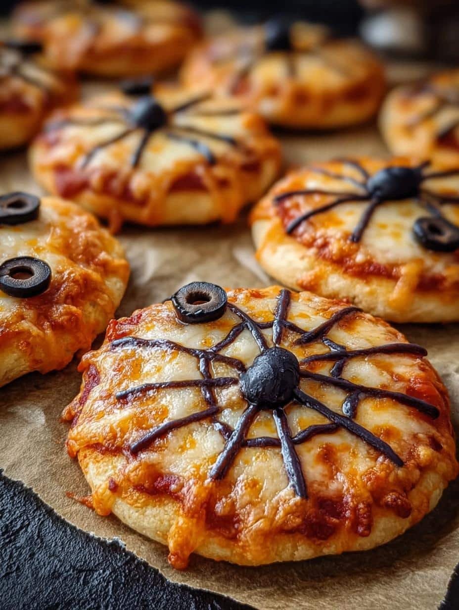 Spiderweb Pizza Bites: 10 Amazing Halloween Treats - Spiderweb Pizza Bites - additional detail