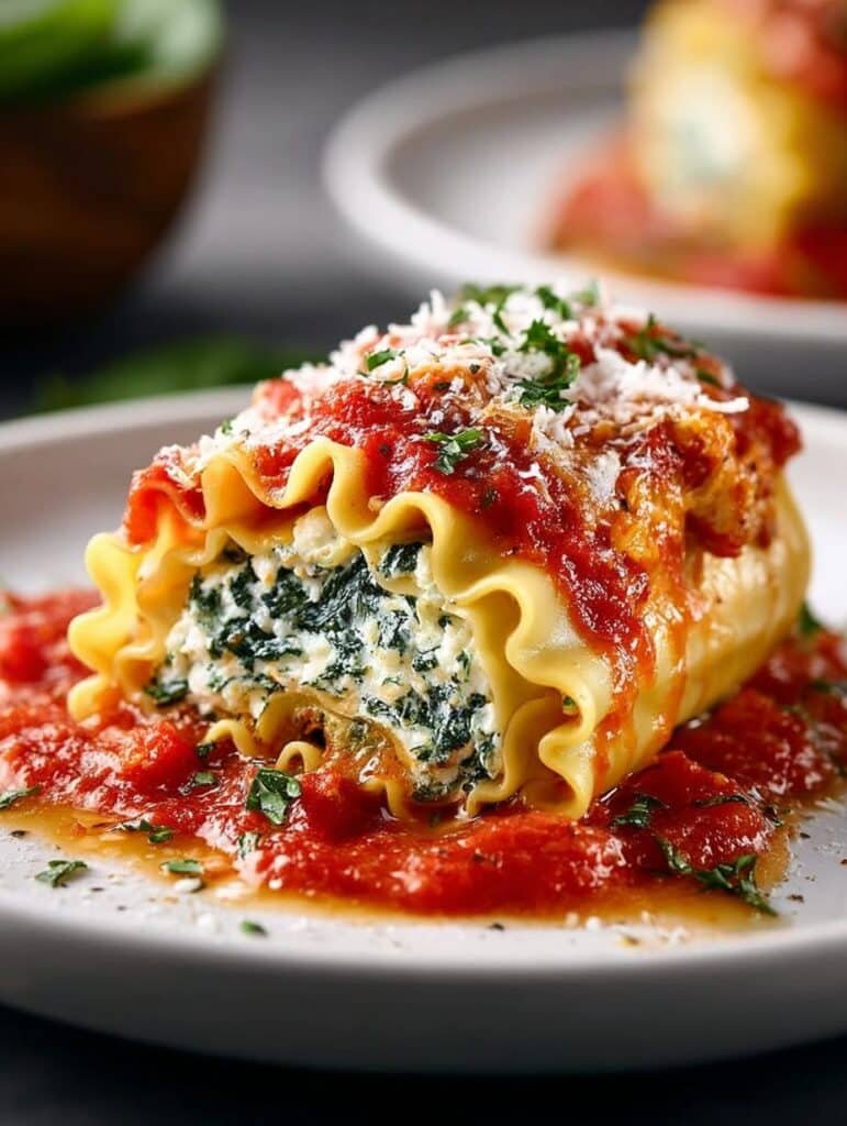 Spinach Lasagna Roll Ups