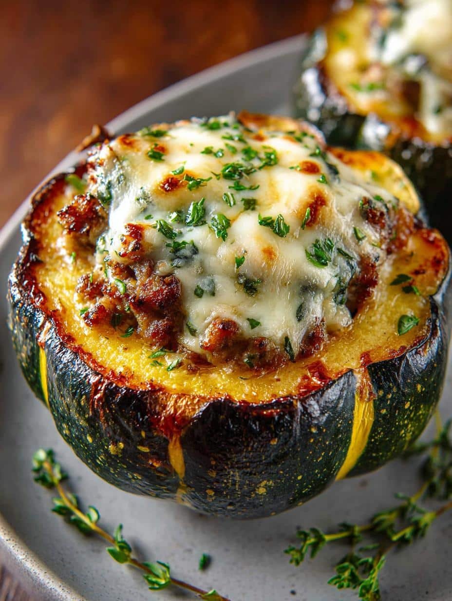 Stuffed Acorn Squash with Turkey and Apples Delight - Stuffed Acorn Squash with - additional detail