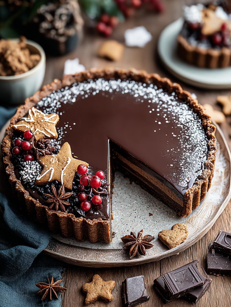 Amazing Vegan Chocolate Gingerbread Tart 2 Amazing Vegan Chocolate Gingerbread Tart - Vegan Chocolate Gingerbread Tart - additional detail