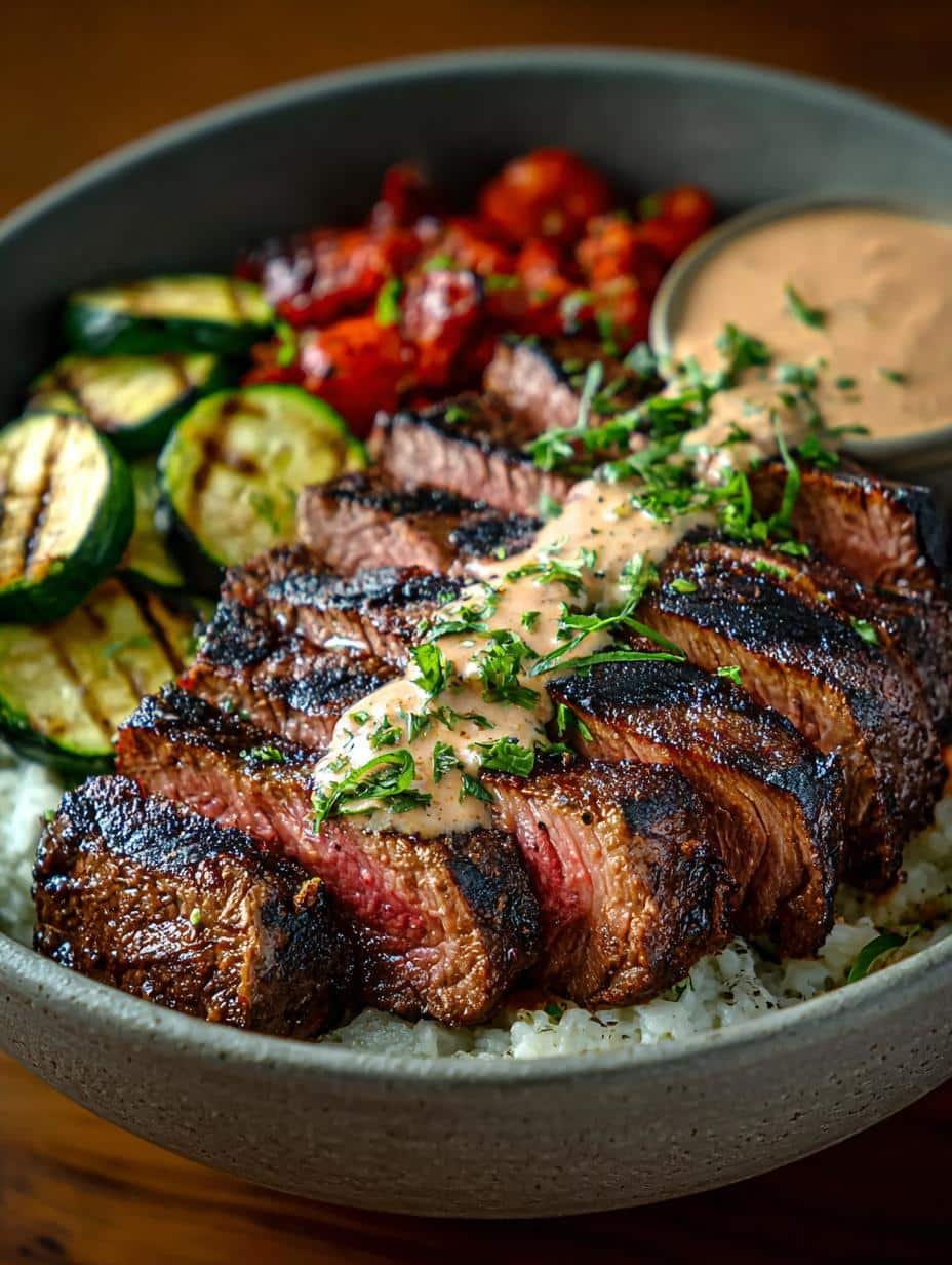 Irresistible Grilled Steak Bowl with Creamy Sauce - Grilled Steak Bowl with - main visual representation