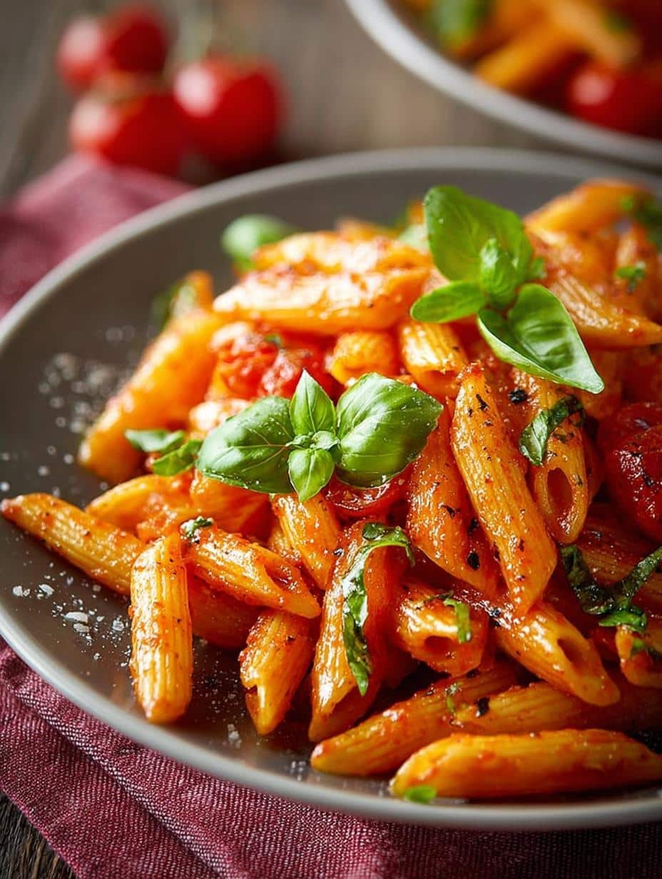 Delicious Penne Pomodoro with Fresh Basil in 10 Minutes - Penne Pomodoro with Fresh - additional detail